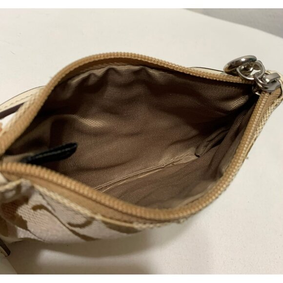 NEW Coach Signature Stripe Wristlet Light Khaki White Silver F42618 - Picture 8 of 11